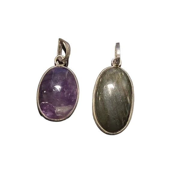 NEW Amethyst & Labradorite Sterling Silver Pendants - Picture 2 of 9